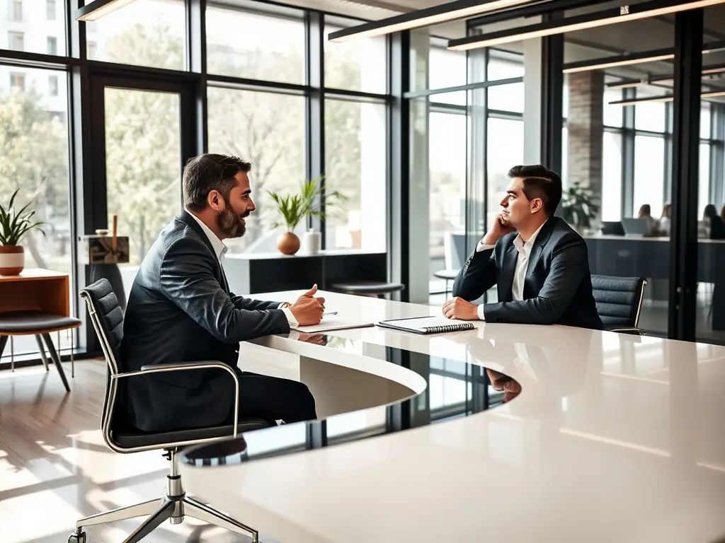 A professional consultant in a modern office setting, advising a client on cryptocurrency investment strategies, with charts and graphs displayed on a screen in the background, illustrating potential financial growth.